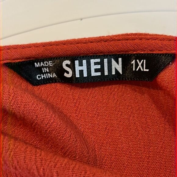 Shein Burnt Orange Embroidered Boho Dress - Size 1XL - Picture 9 of 10